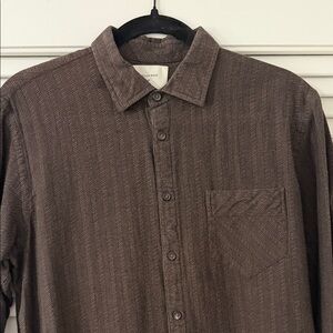 Billy Reid Brown Textured Button-Down Shirt